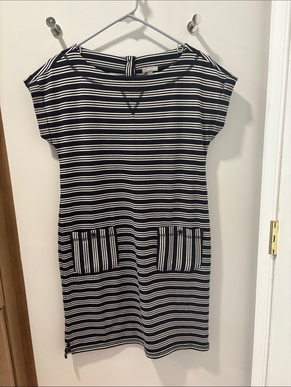 Talbots Black & White Striped Pocket Shift Dress